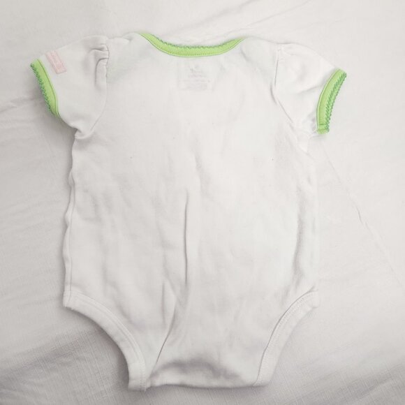 Peekaboo Bunny Green Trim White 3 To 6 Month Infant One Piece Bodysuit - Picture 7 of 7